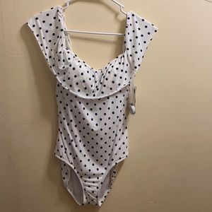 BNWT one piece polka dot ruffle bathing suit